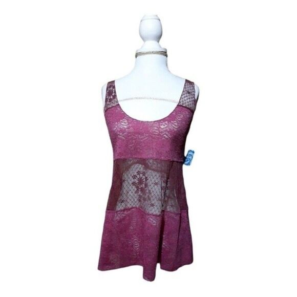 Free People Tops - Intimately Free People Women's Raspberry Pink Lace Tank Top Sz Small